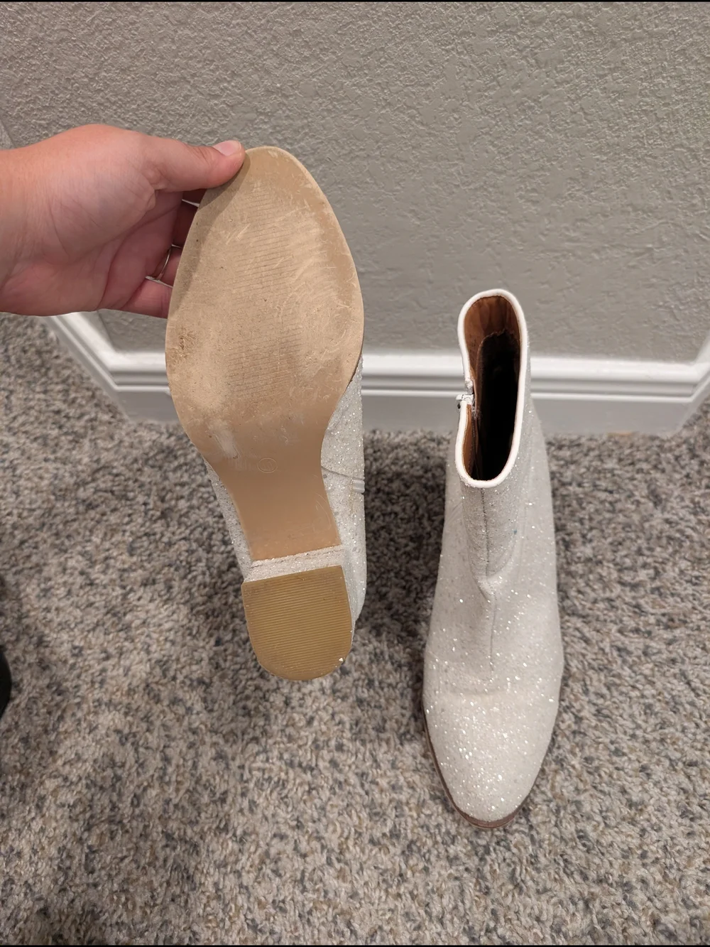Sparkle Ivory Women's Ankle Boots